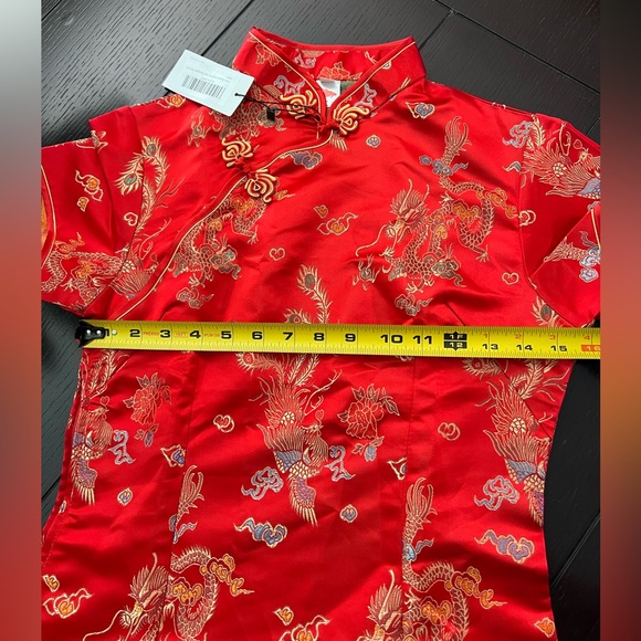Elegant Red Floral Cheongsam Dress - Picture 9 of 15